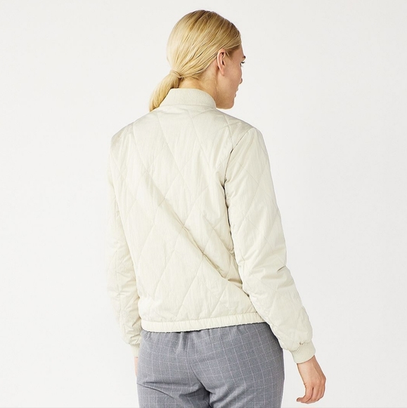 Nine West Quilted Bomber Jacket, Sand Dune, Size L - Picture 2 of 8